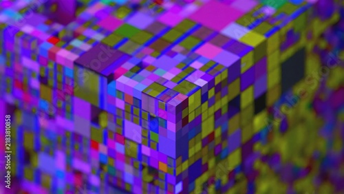 Abstract colorful blocks. Computer generated 3d render