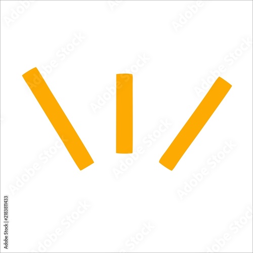 Abstract yellow spark icon, minimalist sun rays or light burst graphic element.
