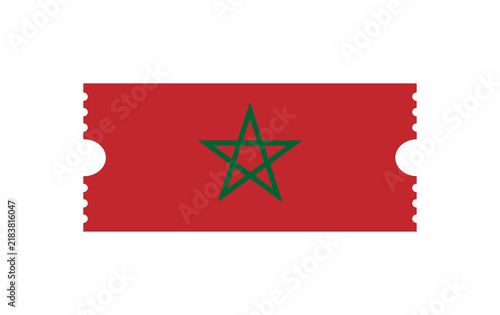 Cuadro en lienzo Morocco Flag Ticket Template with Perforated Edges