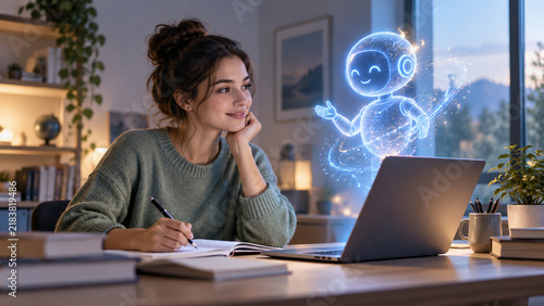 Plakat Student using AI tutor for online learning