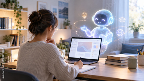 Plakat Student using AI tutor for online learning