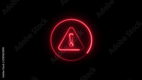 Red neon warning alert animation video