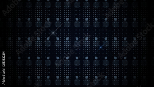 Dark Blue Digital Grid Background with Glowing Data Points and Cyber Network Pattern