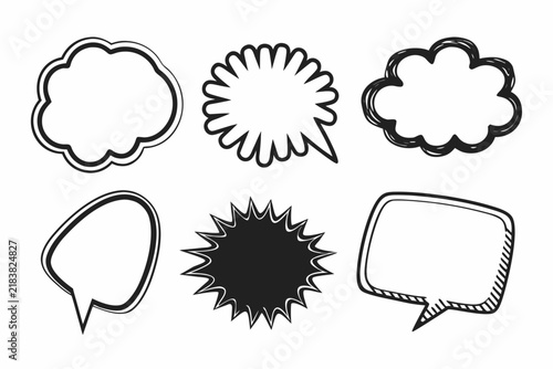 Hand drawn collection of speech bubble vector graphic design elements