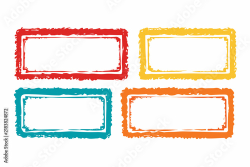Colorful rectangular grunge border frames for creative vector graphic design projects