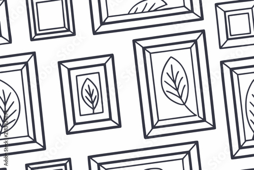 Decorative botanical frames vector illustration featuring simple black leaf patterns