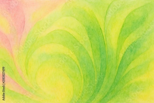 Vibrant spring color wash illustration in pink yellow and green