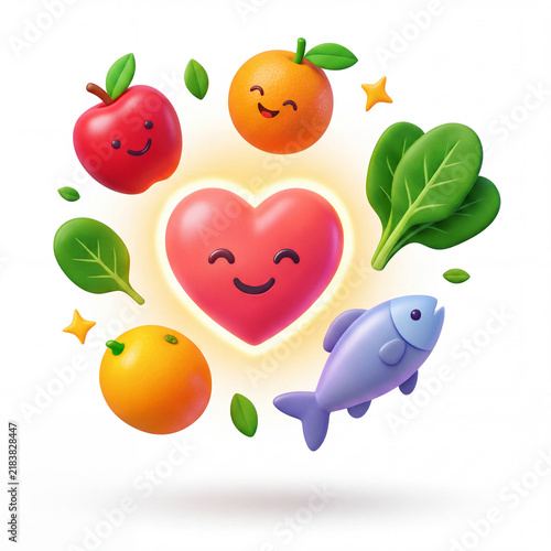 Healthy food supporting smiling heart and well-being