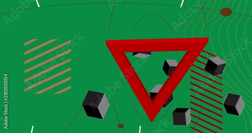 Geometrical graphic retro theme background animation with place for text. Minimal geometric elements frame video. Vintage abstract shapes for advertising.
