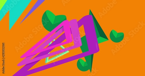 Geometrical graphic retro theme background animation with place for text. Minimal geometric elements frame video. Vintage abstract shapes for advertising.