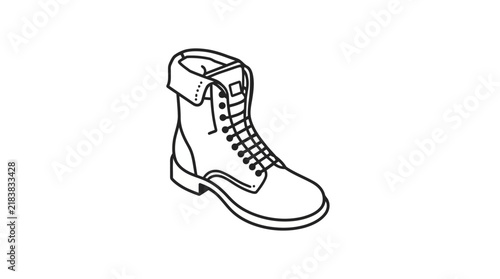 Isometric work boot protective footwear line art illustration