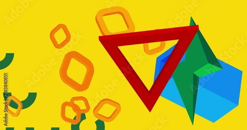 Geometrical graphic retro theme background animation with place for text. Minimal geometric elements frame video. Vintage abstract shapes for advertising.