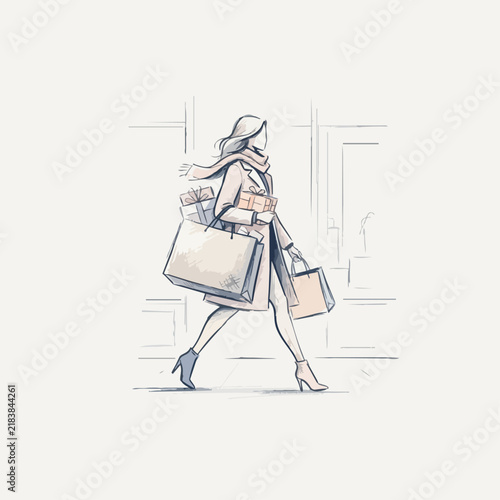 Minimal Black Friday Shopping Sale Banner with Discount Promotion and Shopping Bags