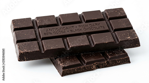 High Percentage Dark Chocolate Bars Isolated on White Background