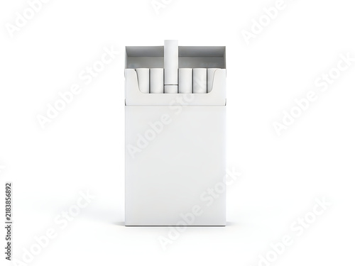 Blank open cigarette pack with cigarettes inside isolated on white background