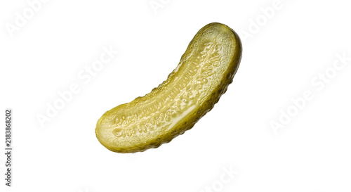 Принти на полотні Single briny green dill pickle spear, a tangy and crunchy side dish or snack