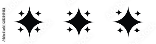 Sparkle star icon set vector illustration isolated on white background glowing shine magical burst glitter element symbol decorative graphic design