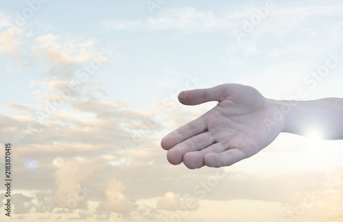 Fotografía Jesus Christ giving his arm, hand gestures of Jesus dying on the cross and resur
