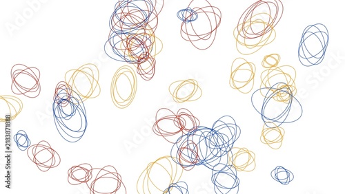 Canvastavla Abstract overlapping loop pattern with freeform elliptical outlines in red, blue