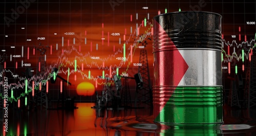 Palestine - oil barrel price concept - 3D illustration