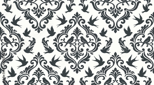 Timeless Botanical Flock Damask Pattern Background for Sophisticated Decorative Design Applications