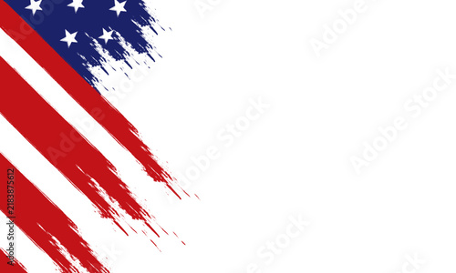 USA flag grunge background. Brush painted American flag for patriotic event. Transparent vector and PNG