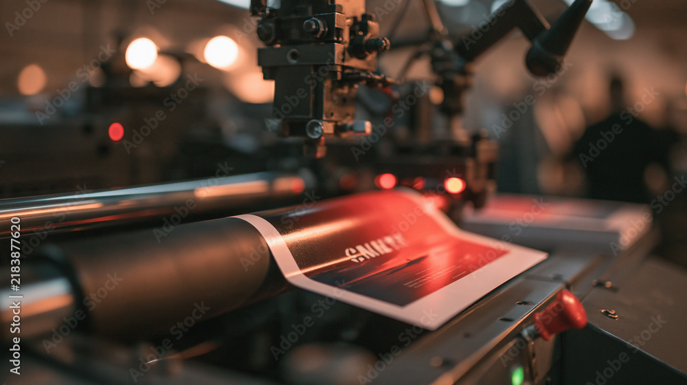 Obraz premium Printing Press Roller Running A Gradient Sheet