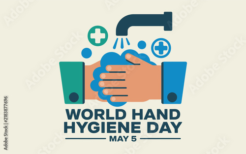 World hand hygiene day awareness vector illustration with washing hands