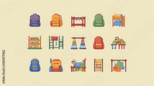 School Backpacks and Playground Equipment Collection