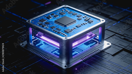 Advanced Electronic Component with Integrated Circuitry and Neon Accents
