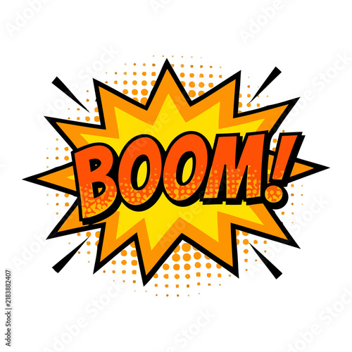 Foto A retro style comic book explosion with a yellow word bubble displaying the onom