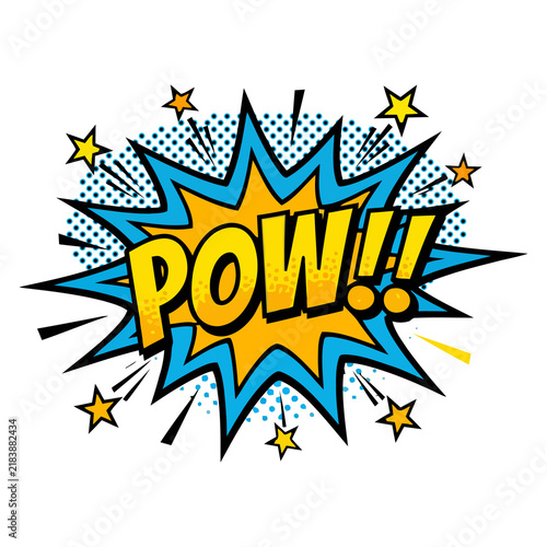 Fotografie Retro style comic book explosion graphic featuring the dynamic action word pow i