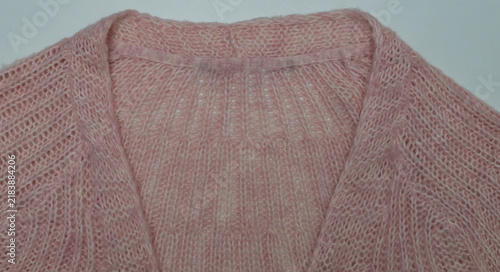 Foto Flauschige Orange Grobstrick Mohair Strickjacke zur Hintergrund und Textur Nutzu