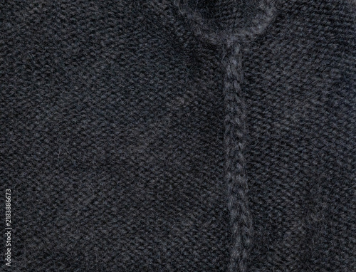 Cuadro en lienzo Fluffy black long-haired chunky knit mohair cardigan for background and texture