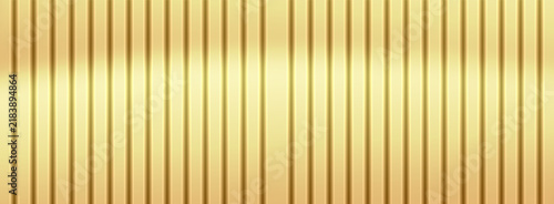 Abstract gold background with vertical metallic stripes and a light gradient reflection