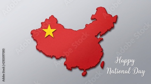 Detailed red map of china with a golden star indicating a specific location within the country