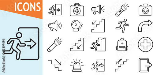 Emergency exit icon with running man symbol for safety