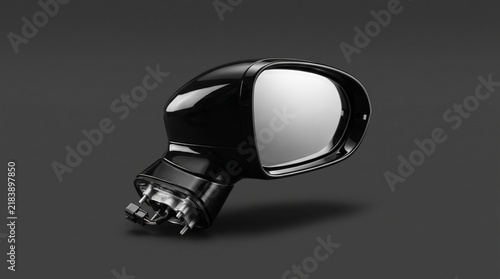 Modern Automotive Side Mirror Isolated on Clean Dark Background