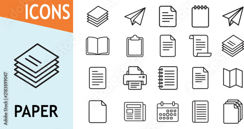 Paper document icons for writing and office use