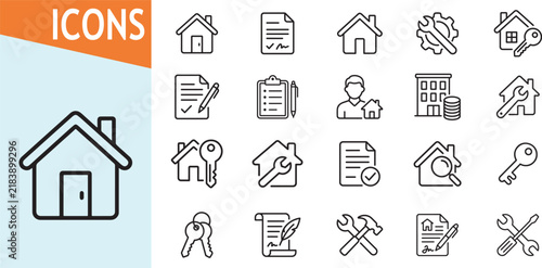 Home icon set for real estate business