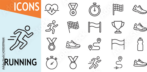 Running icon set for sports and marathon