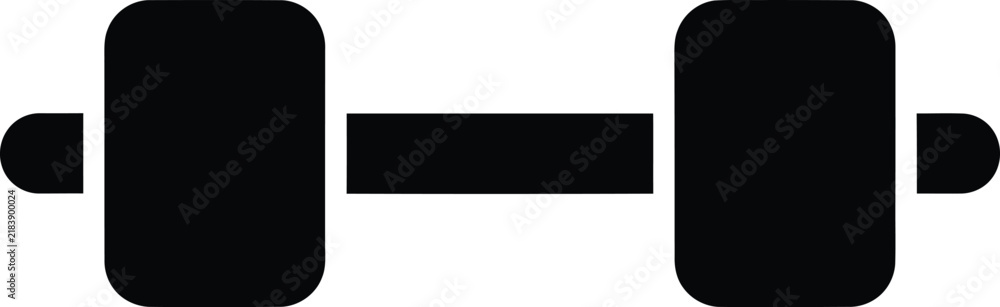 Fototapeta premium Minimalist black dumbbell icon representing gym equipment for fitness training and strength exercise isolated on a plain surface