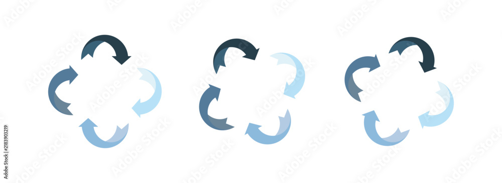 Obraz premium Circle arrow icon set. Round reload sign, repeat icon, rotate arrow symbol. Circle arrows infographics. circular diagrams. vector illustration.