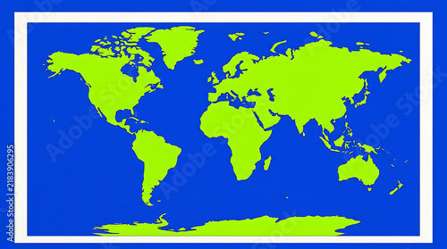 New World Map Illustration – Flat Vector Geographic Map with Earthy Green and Golden-Tan Countries