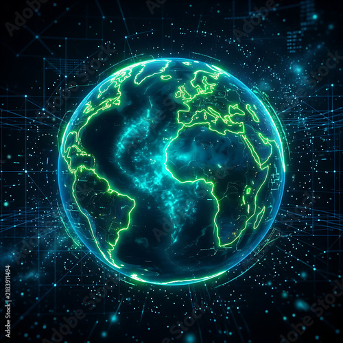 New World Map Illustration – Flat Vector Geographic Map with Earthy Green and Golden-Tan Countries