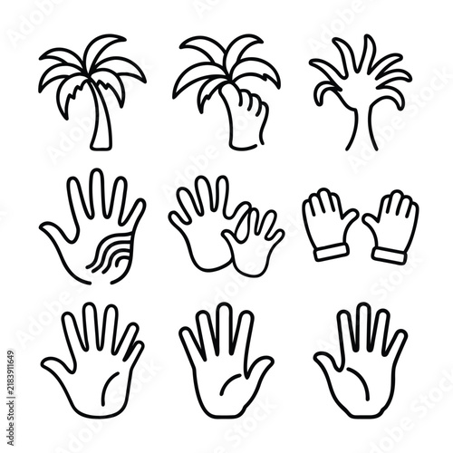 Tropical Palm Hand Gesture Icons
