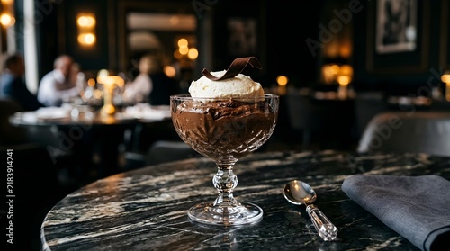 Chocolate mousse in glass.