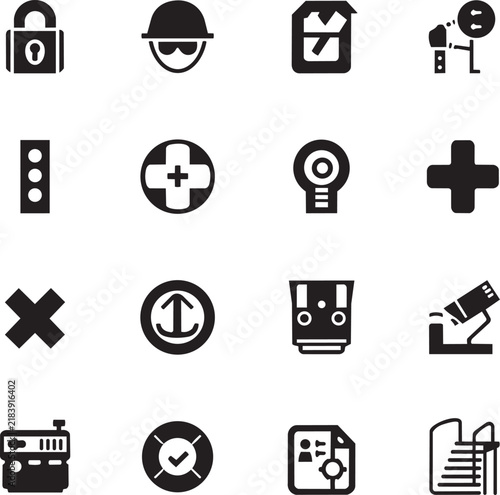 Minimalist Safety Protection and Security Icon Set Vector Illustration