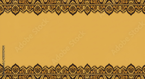 Gold ethnic ornamental border frame background with copy space