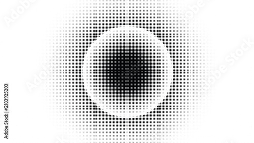 Monochrome radial circular halftone dot gradient pattern background vector illustration